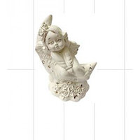 Статуэтка ангелок на месяце, белая лепка арт.кко-1005
