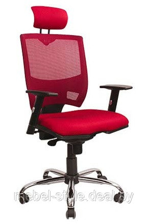 Кресло СПРИНГ с подголовником хром синхро для работы в офисе и дома, SPRING High sync GTPHCh1 в ткани сетка)