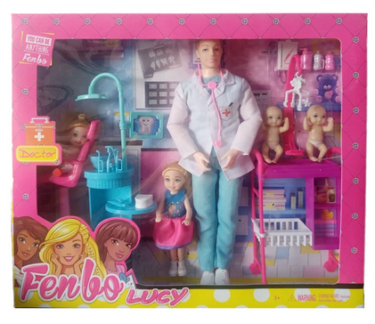 Детский игровой набор кукла доктор врач Кен Барби с аксессуарами и детьми для девочек fb072 Fenbo Lucy - фото 3 - id-p173148951
