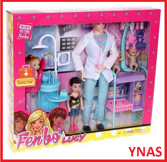 Детский игровой набор кукла доктор врач Кен Барби с аксессуарами и детьми для девочек fb072 Fenbo Lucy - фото 1 - id-p173148951