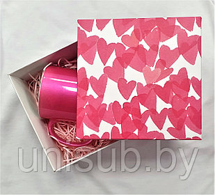 Коробка 150*150*100мм Сердечки розовые