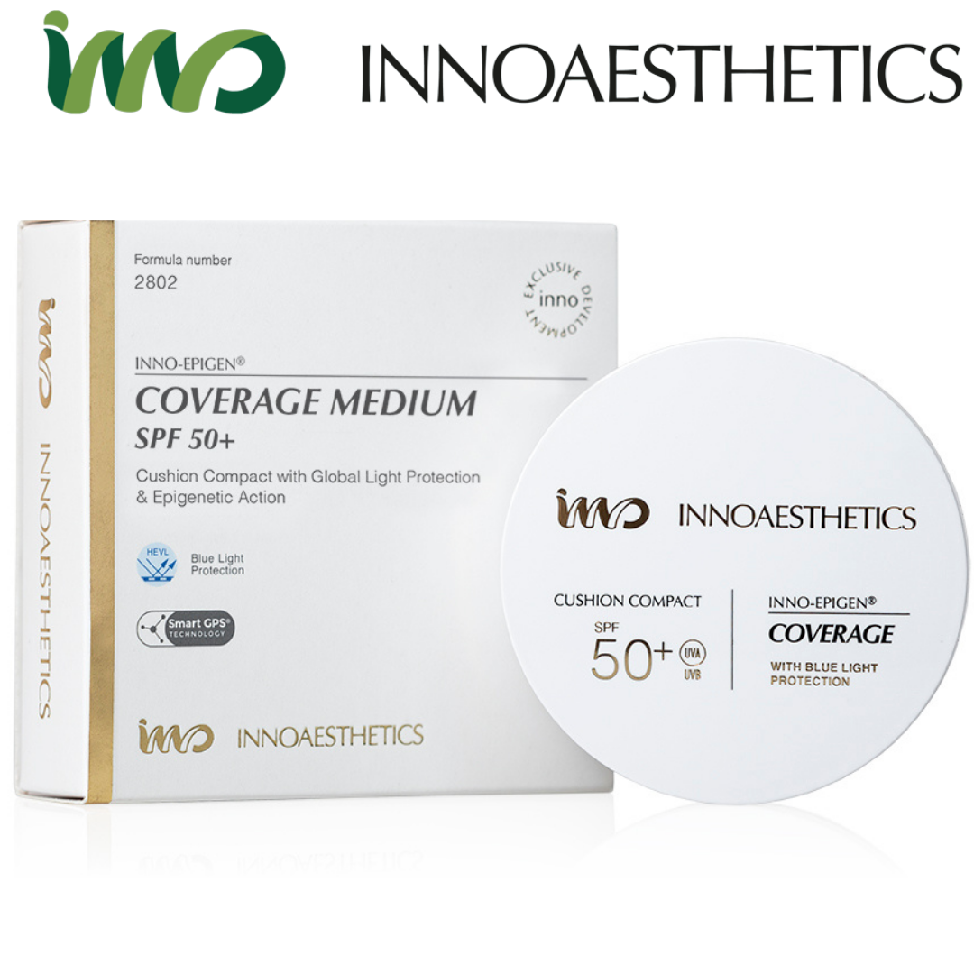 Тональный кушон СПФ 50 Innoaesthetics Inno-Epigen Coverage Medium SPF 50+ Cushion Compact