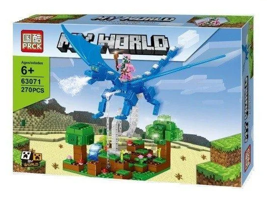 Детский конструктор 63071 Нападение на голубом драконе аналог лего Minecraft майнкрафт мой мир my world серия - фото 2 - id-p173179737
