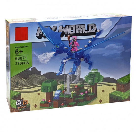 Детский конструктор 63071 Нападение на голубом драконе аналог лего Minecraft майнкрафт мой мир my world серия - фото 3 - id-p173179737