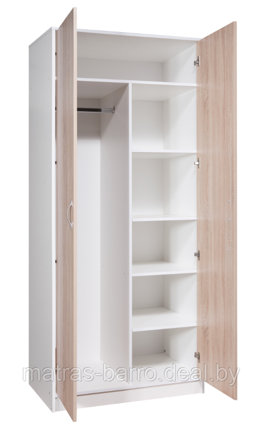 Шкаф двухдверный для одежды Мэдисон-М МК 200.08М белый/дуб сонома - фото 3 - id-p173184255