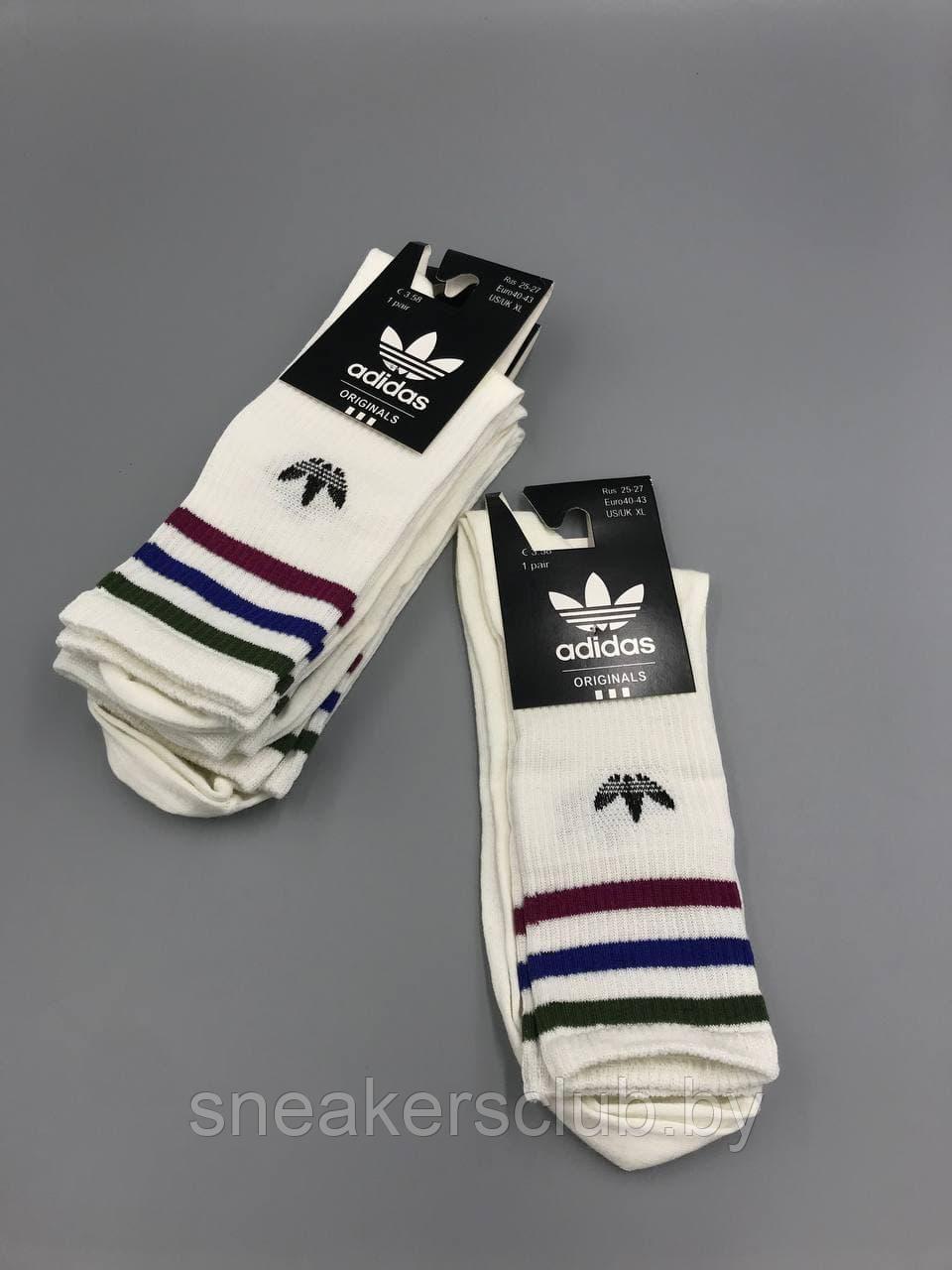 Белые носки Adidas/ размер 40-43 / удлиненные носки/ носки с резинкой