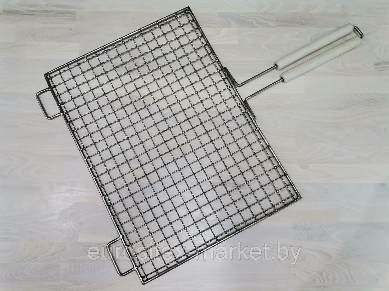 Решетка "Гриль", поверхность для жарки 510х375 мм, с ручкой -держателем, материал нержавеющая сталь - фото 1 - id-p173223859