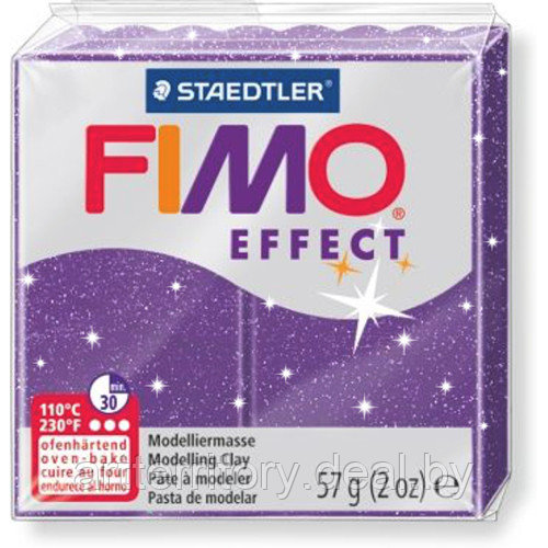 Паста для лепки FIMO Effect с блестками, 57гр (8020-602 фиолетовый с блестками) - фото 1 - id-p173221244
