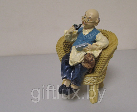 8630 Фигурка Дед и баба в кресле-качалке,13*9 см дед, фото 2