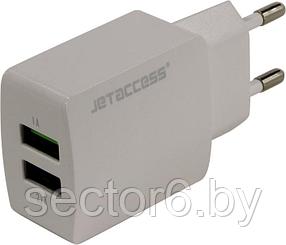 JETACCESS UC-Z25 White Зарядное устройство USB (Вх. AC100-240V  Вых.  DC5V 10W  2xUSB) JET.A UC-Z25 White