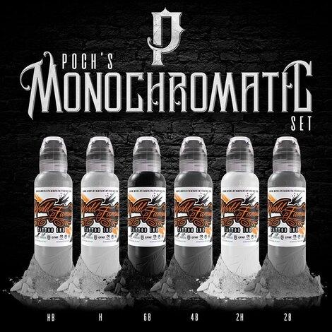 Краска World Famous Tattoo Ink Poch's Monochromatic Set 6шт 30мл