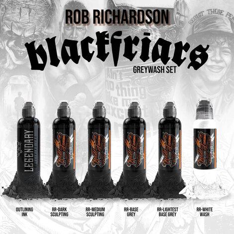 Краска World Famous Tattoo Ink Rob Richardson Black Friar Greywash Set 6