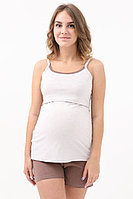 1-НМП 25228 Пижама женская для беременных и кормящих бежевый/коричневый