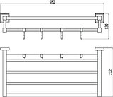 Полка для полотенец 60 см (5 крючков) Savol S-609544, фото 2