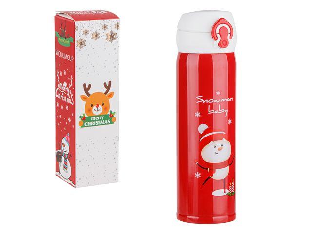 Термос, 500 мл, нержавеющая сталь, MERRY CHRISTMAS, алый, PERFECTO LINEA