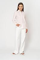 Женская осенняя хлопковая розовая блуза Elema 2К-10582-2-170 полоска_бело/розовый 42р.