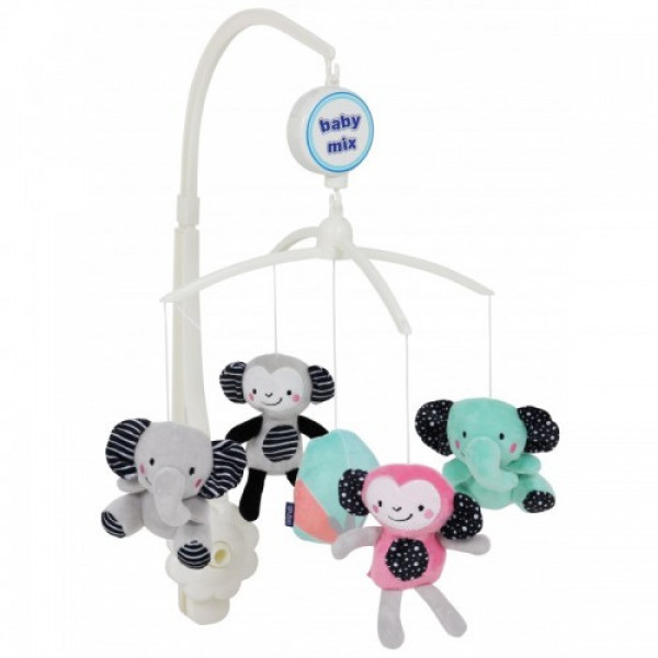 Каруселька BabyMix Слоны и обезьянки с плюшевыми игрушками - фото 1 - id-p173286412