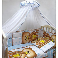Комплект в кроватку Багира Мишка с соской голубой 7пр