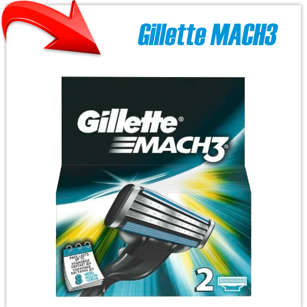 Сменные кассеты для мужской бритвы Gillette MACH3 (2шт.)