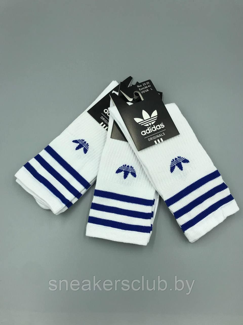 Белые носки Adidas / удлиненные носки / носки с резинкой - фото 3 - id-p173350516