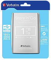 Внешний жесткий диск Store 'n' Go USB 3.0, 1 Тб Verbatim (Серебристый)