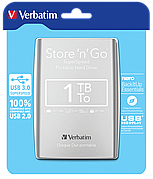 Внешний жесткий диск Store 'n' Go USB 3.0, 1 Тб Verbatim (Серебристый)