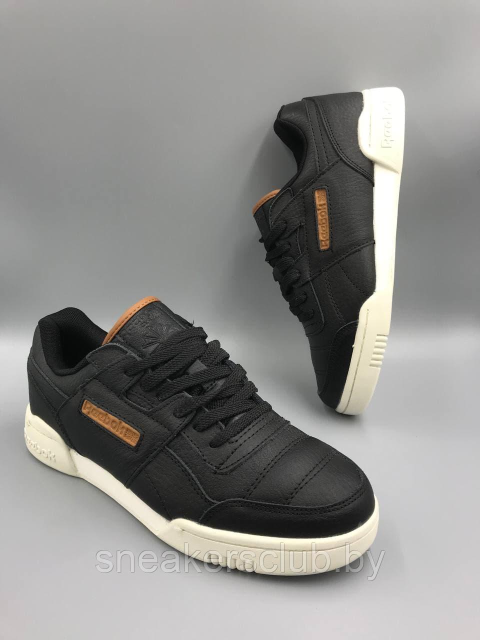 Кроссовки мужские натуральная кожа Reebok/ черные кроссовки/ повседневные/ демисезонные