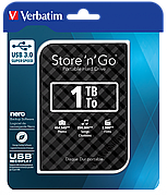 Внешний жесткий диск Store 'n' Go USB 3.0, 1 Тб Verbatim (черный)