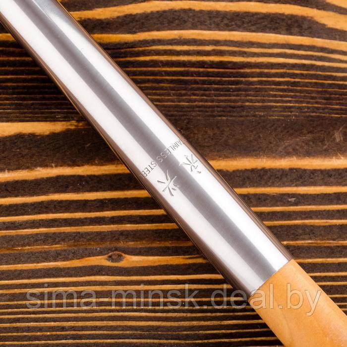 Шумовка для казана узбекская 53см, диаметр 15см, светлая деревянная ручка - фото 3 - id-p173356221