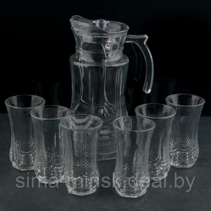 Набор питьевой из стекла «Волна», 7 предметов: кувшин, 1,9 л, стаканы 200 мл, 6 шт - фото 1 - id-p173357618