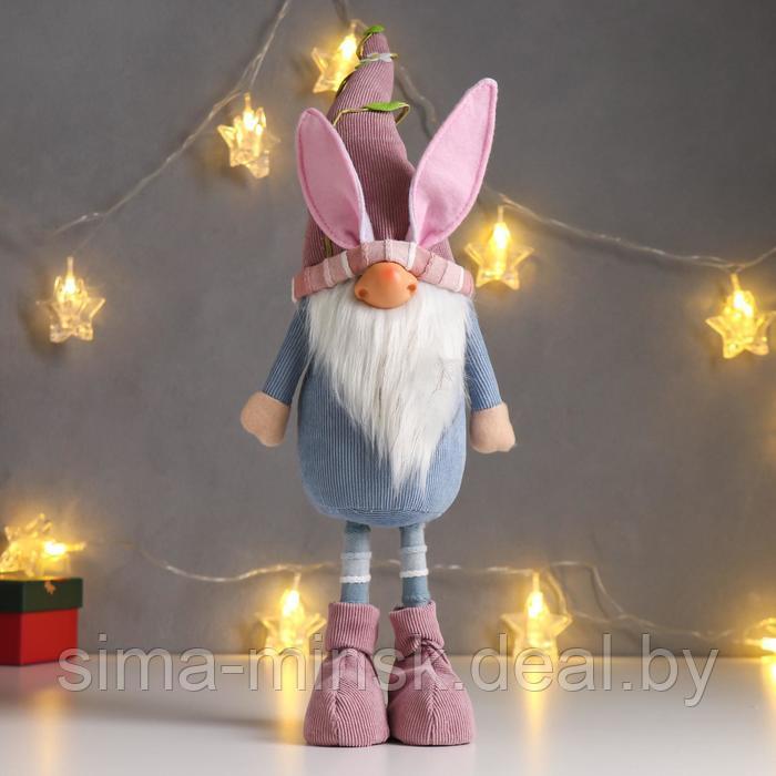 Кукла интерьерная "Дед Мороз в розово-голубом наряде, в колпаке с ушками" 48х10х13 см - фото 1 - id-p173355898
