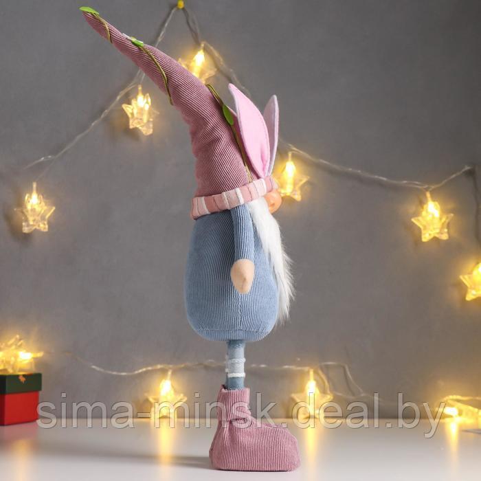 Кукла интерьерная "Дед Мороз в розово-голубом наряде, в колпаке с ушками" 48х10х13 см - фото 2 - id-p173355898