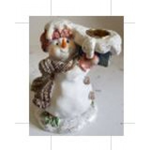 Статуэтка снеговичок с подарком-подсвечник 12см. арт. нф-206 - фото 1 - id-p173365351