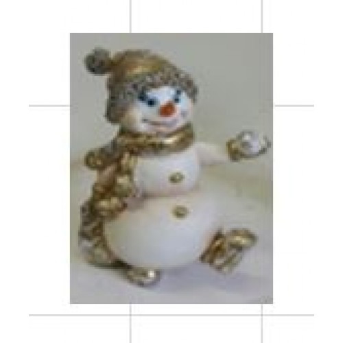 Статуэтка снеговичок маленький с мешком подарков и снежком 12 см. арт. нф-179 - фото 1 - id-p173365355