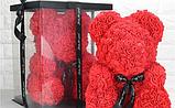 Мишка из 3D роз с бантиком + подарочная коробка 40 см "КРАСНЫЙ", фото 2