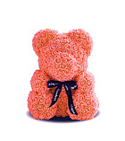 Мишка из 3D роз с бантиком + подарочная коробка 40 см "ПЕРСИКОВЫЙ", фото 3