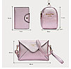 Набор женских сумок 5 в 1 ( сумка, клатч, кошелек, сумка-брелок с креплением, визитница ) перламутр, фото 2