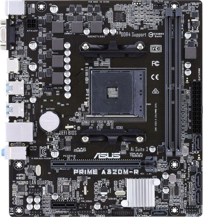 Мат.плата ASUS Prime A320M-R-SI, (AMD A320), mATX, DDR4, VGA/HDMI S-AM4