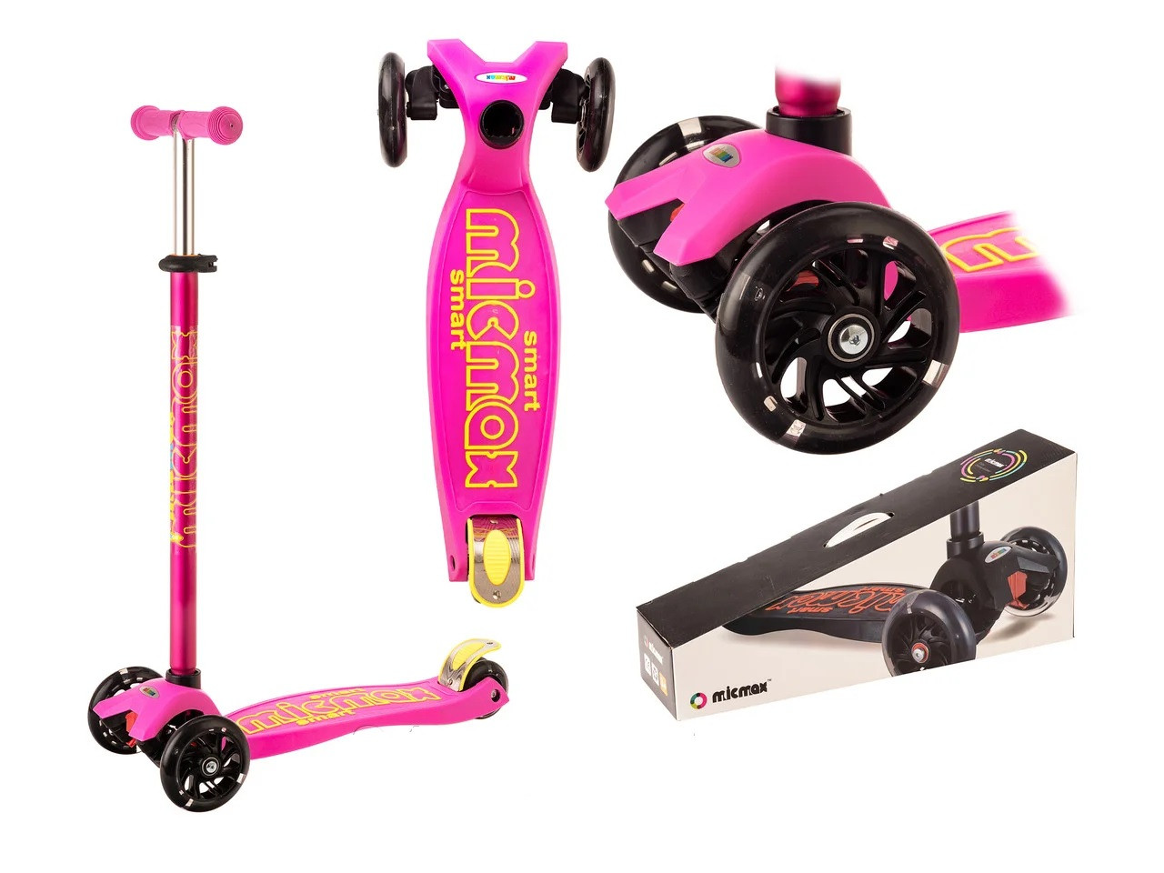 Самокат трёхколёсный MicMax MG03X-PN светящиеся колеса