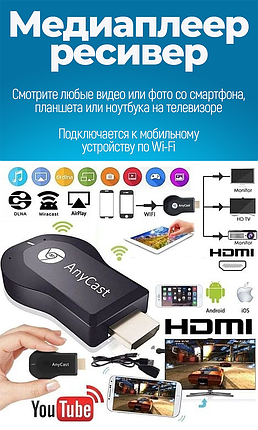 Мультимедийный Wi-Fi HDMI Адаптер AnyCAST M9 Plus / Wi-Fi-адаптер, фото 2