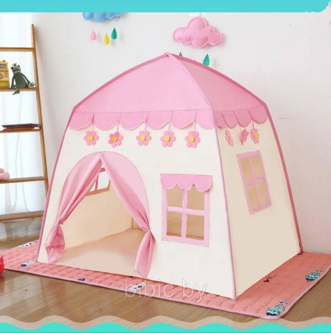 Детская игровая палатка "Домик", розовый 130х100х130 см - фото 1 - id-p173405433