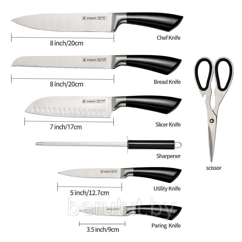 Набор ножей на подставке 21KK-001-BLK - фото 3 - id-p173405519