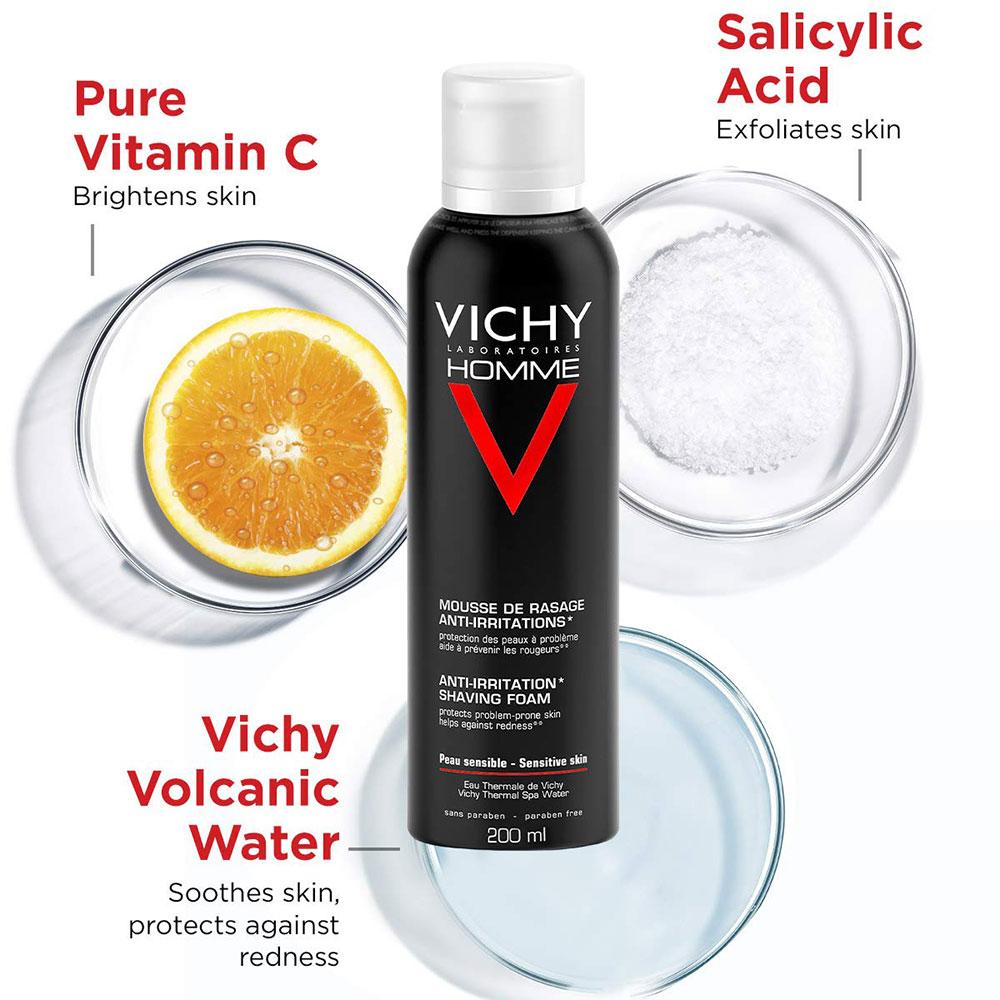 Пена Виши для бритья против раздражения 200ml - Vichy Homme Shave Sensi Shave Mousse - фото 4 - id-p173408632