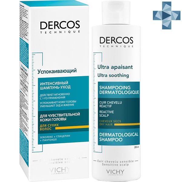 Шампунь Виши успокаивающий для сухих волос 200ml - Vichy Dercos Hair Care Ultra Apaisant Shampoo Dry Hair - фото 2 - id-p173408654