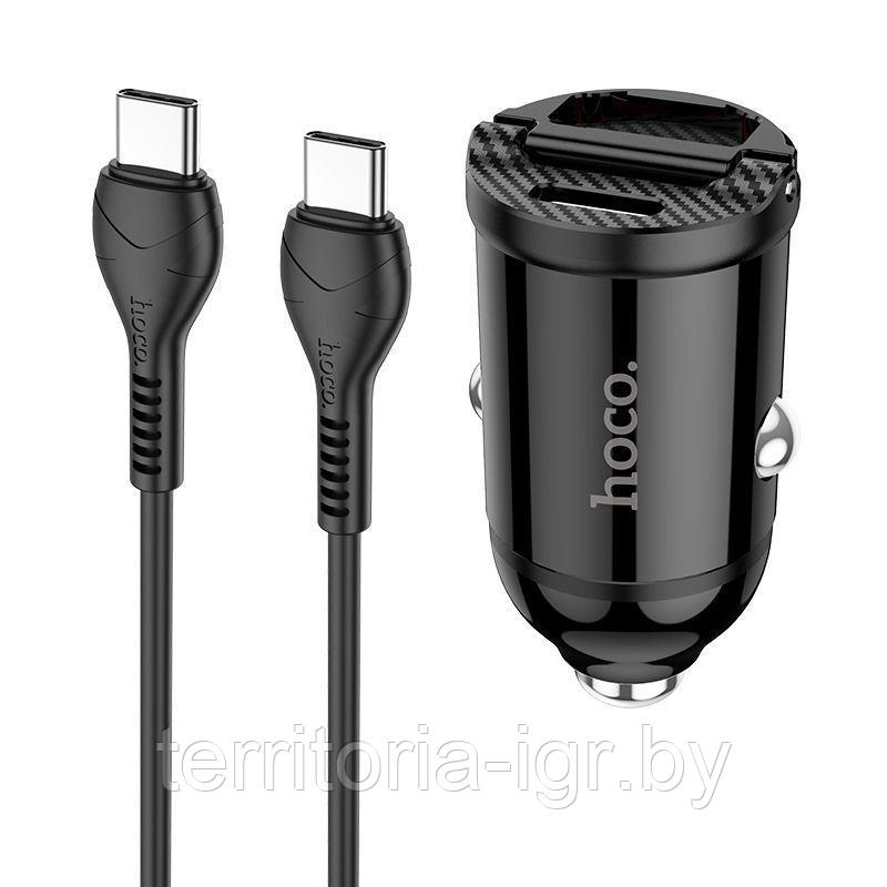 Автомобильное ЗУ NZ2 USB+Type-C PD30W QC3.0 +кабель Type-C to Type-C черный Hoco - фото 2 - id-p173421112