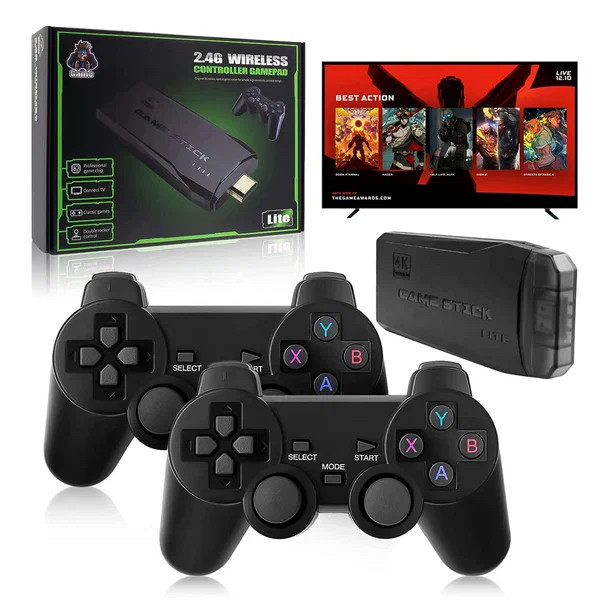 Игровая приставка Game Stick Lite 3888 игр + 2 беспроводных джойстика, 8 бит, 16 бит, 32 бит