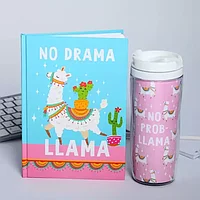 Подарочный набор ежедневник+термостакан ArtFox NO DRAMA LLama