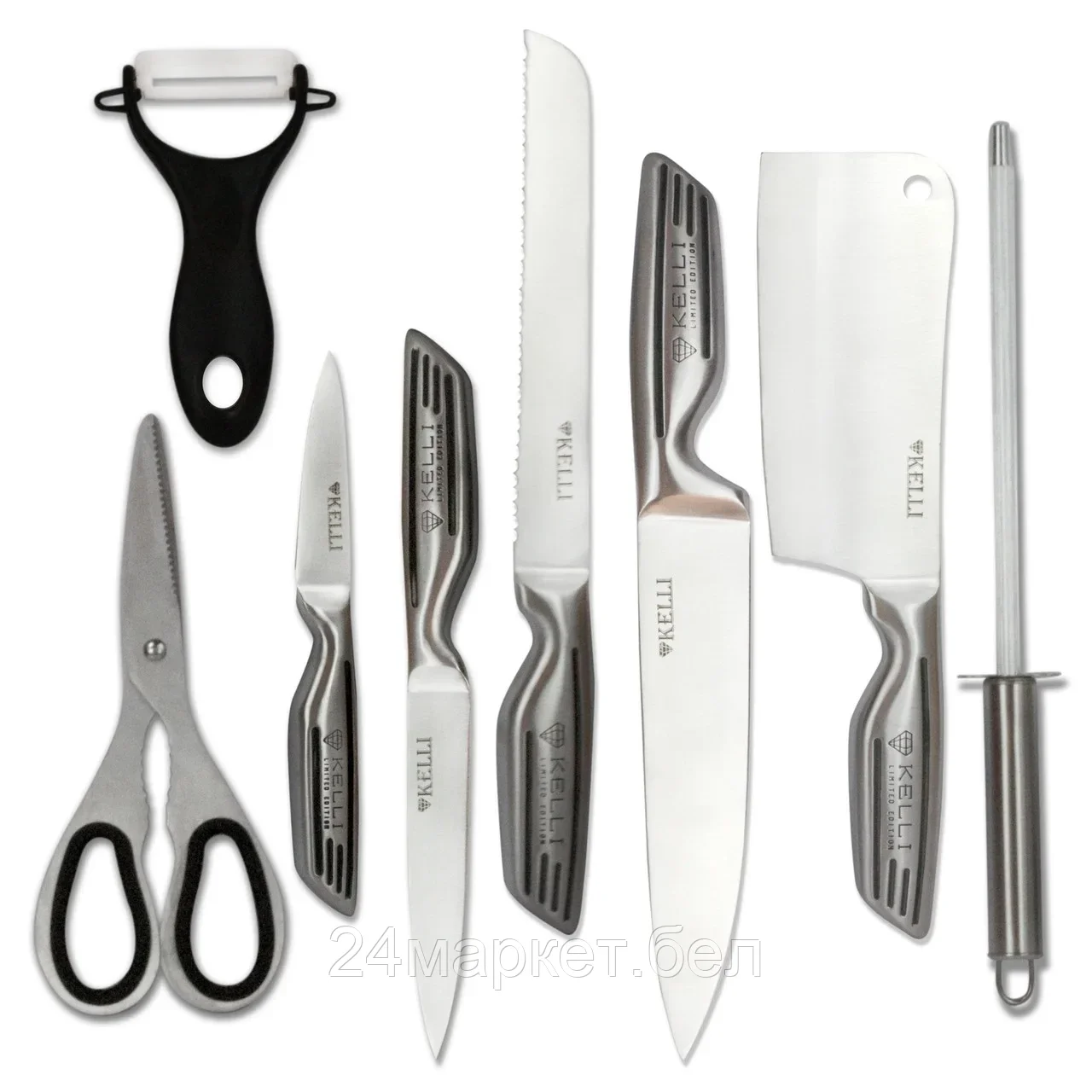 Кухоннные ножиKL-2124 Набор ножей из нержавеющей стали 9 предметов KELLI - фото 2 - id-p173441819