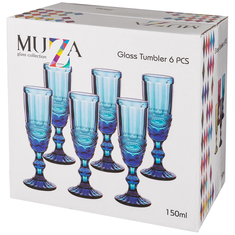 Набор бокалов для шампанского Muza Color Серпентина 6шт 150мл (4 варианта расцветки) Lefard 781-102 - фото 2 - id-p173455760