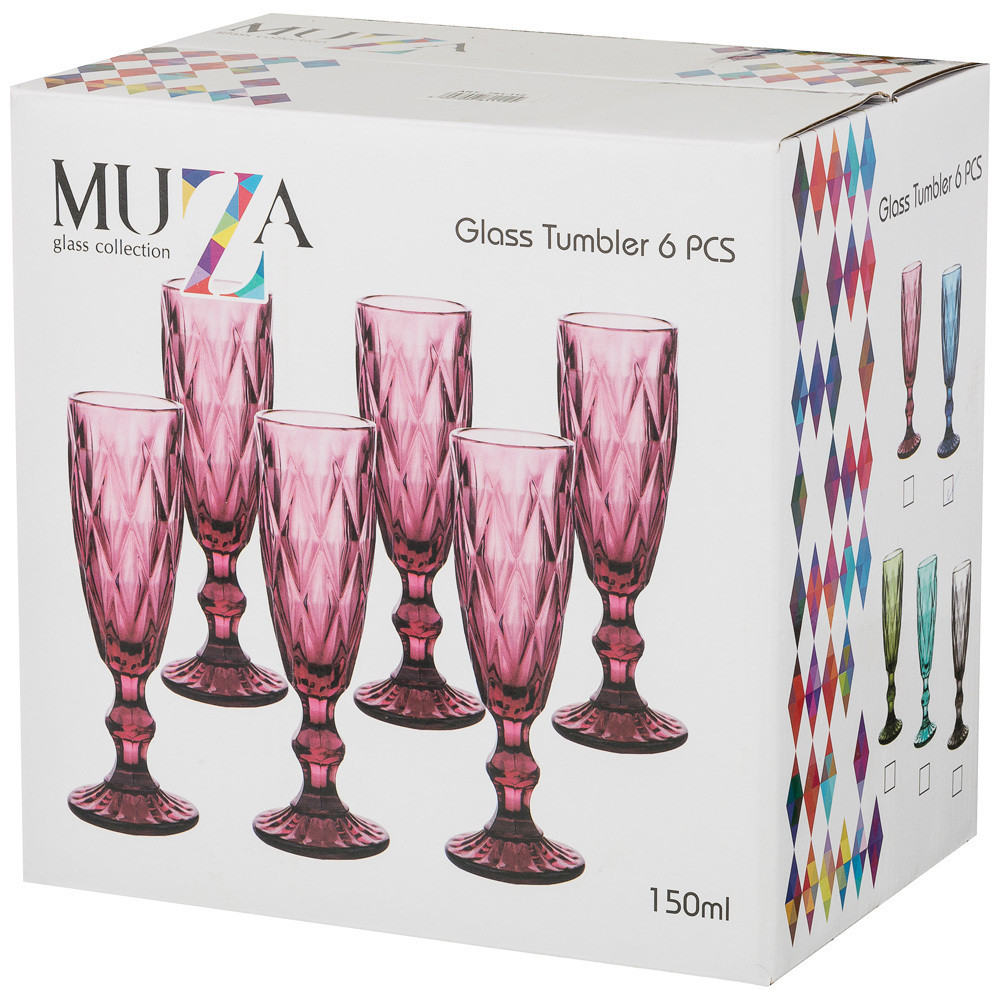 Набор бокалов для шампанского Muza Color Ромбо 6шт 150мл (5 вариантов расцветки) Lefard 781-114 - фото 2 - id-p173455762